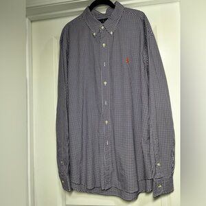 Ralph Lauren Purple and White Checked Button Down Shirt